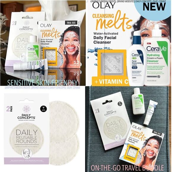NEW CeraVe Olay Daily Concepts Reusable Cleansing Pads Skincare Travel Bundle - Picture 1 of 12